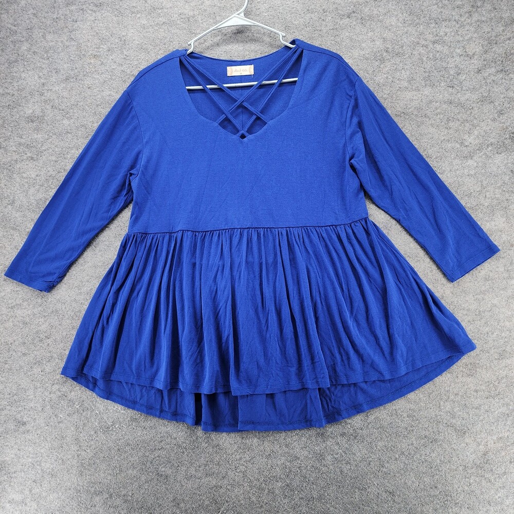 Altar'd State Shirt Womens Medium 3/4 Sleeve Blue